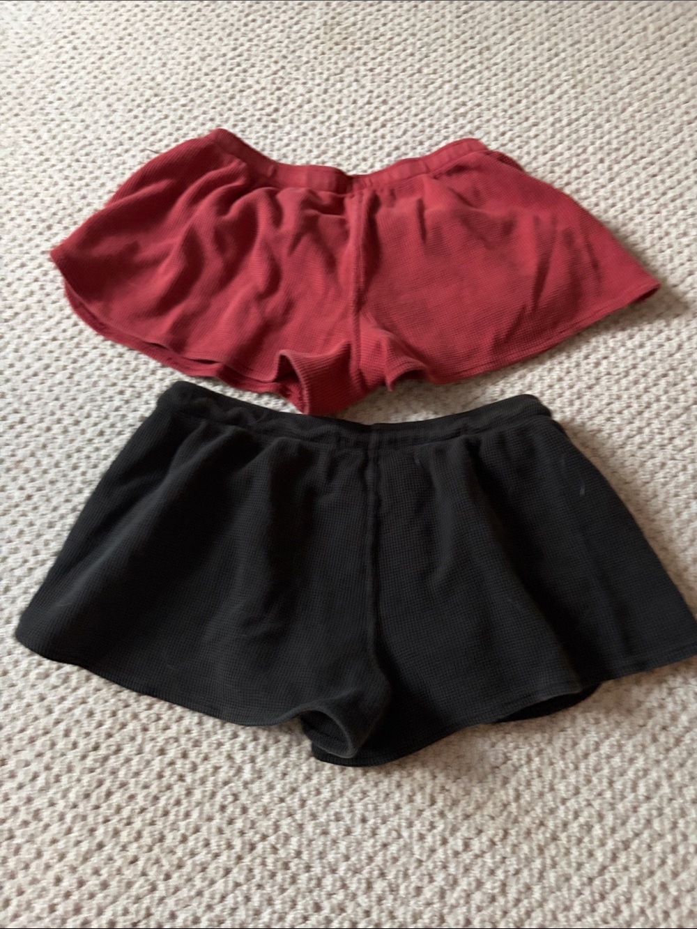 Brandy Melville 2 pack waffle Lounge Shorts - Red and Black - Picture 2 of 4
